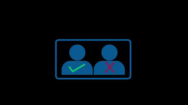Green tick check mark and red cross X symbol. Yes or No, True or false. Approve and Disapprove Concept. Right and wrong. Before and After. Alpha channel