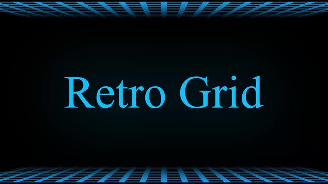 Animation of moving retro text in neon letters over neon frame and purple grid. vintage communication, colour and movement concept digitally generated video.