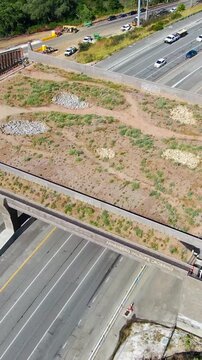 Vertical Aerial View of Annenberg Wildlife Crossing Construction Agoura Hills California
