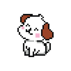 Obraz premium Cute illustration 8 bit pixel art character dog isolated