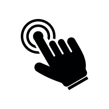Finger tap gesture black & white vector illustration