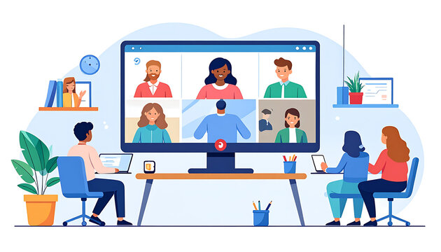 Remote team collaboration in a video conference, people connecting online for business meetings and virtual communication, digital workplace