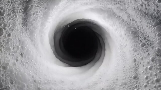 Water swirling down a drain in a top-down view, creating a vortex for abstract background visuals