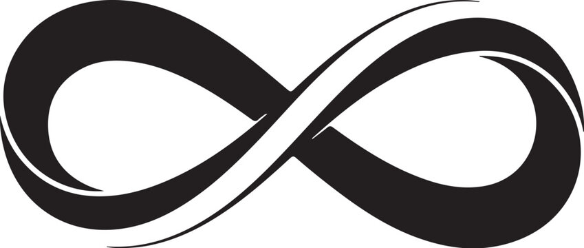 Infinity symbol, black and white vector, modern design element, abstract icon