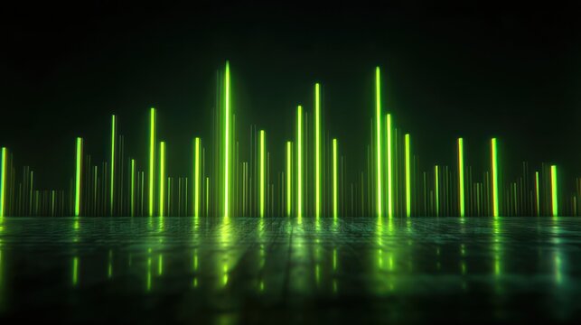 Abstract digital graphic equalizer visualization green
