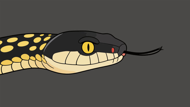 Cartoon Illustration of a Spotted Python Snake Head