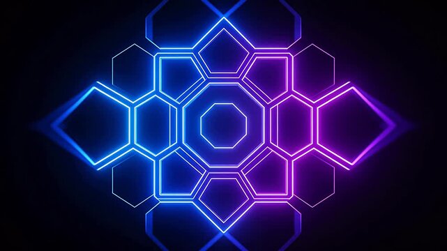 Neon geometric pattern with hexagons