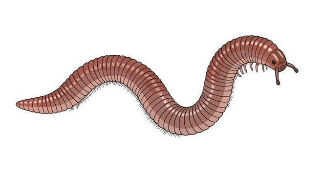 Illustration of a brown earthworm crawling.
