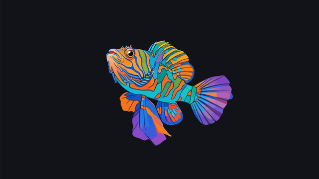 Vibrant artistic illustration of a mandarinfish underwater