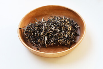 Dried black fungus strips ingredient for Asian cuisine. © Bowonpat