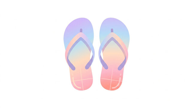 Pair of colorful flip flop sandals isolated on white background.