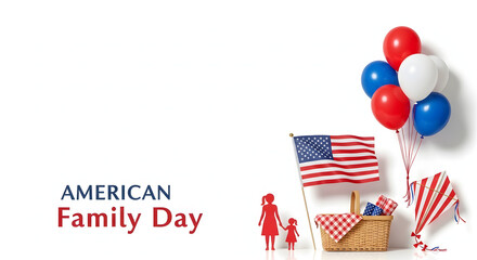 Fototapeta premium Diverse families celebrating American Independence Day with barbecues, fireworks, and flags, embodying unity and tradition