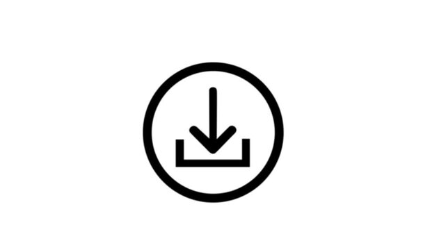 Download icon animation isolated on black background, downloading icon in circle with arrow animated, download button icon, direction Arrow icon.