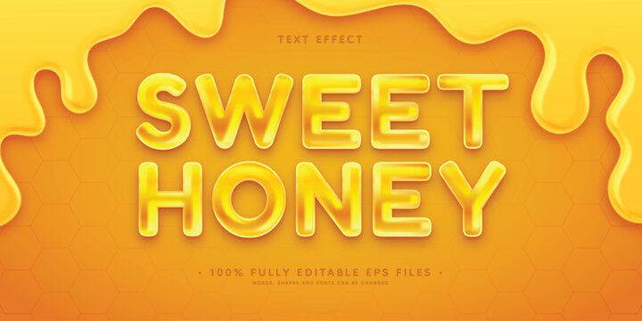 Golden honey text with dripping effect on puzzle background for food concept