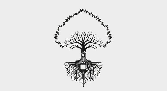 Digital Tree of Life: Technology Roots, Nature Growth, Innovation Concept