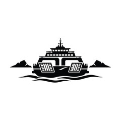 Large Ferry Boat Sailing Water. © Fina
