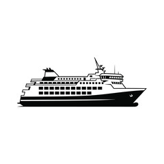 Fototapeta premium Large Ferry Boat Side View Illustration.