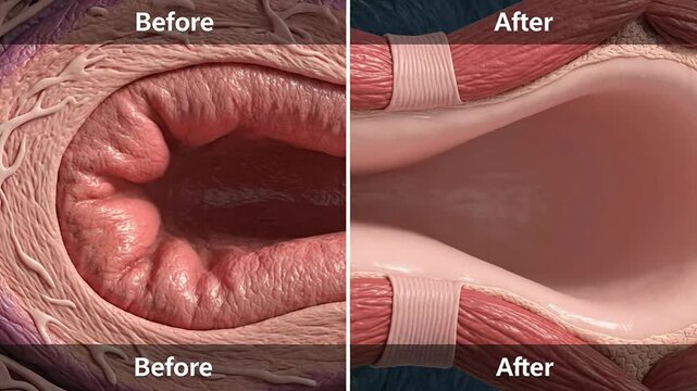 Detailed Medical CGI Visualization of Inhaler Effects: Before and After Airway Improvement for Respiratory Health Education