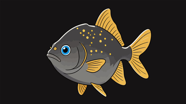 Cute Cartoon Spotty Piranha Aquatic Animal Illustration