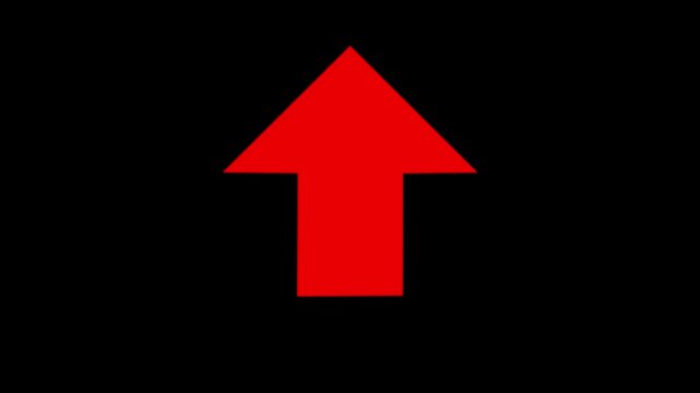 Arrow pointing up animation. Download sign on black screen.4K video. Dow direction arrows symbol. arrow button icon or swipe-up arrow signal animation.