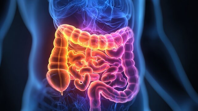 Inflammatory Bowel Disease 3D medical anatomical illustration, chronic inflammatory disorder of human digestive tract and intestinal lining, bowel inflammation, Crohn&rsquo;s disease and ulcerative colitis 