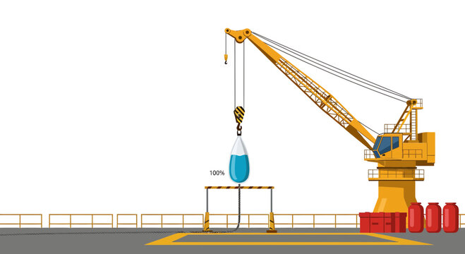Industrial Pedestal Crane Performing Load Test with Water Bag