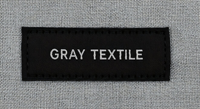 black label with gray textile text on transparent background high quality professional