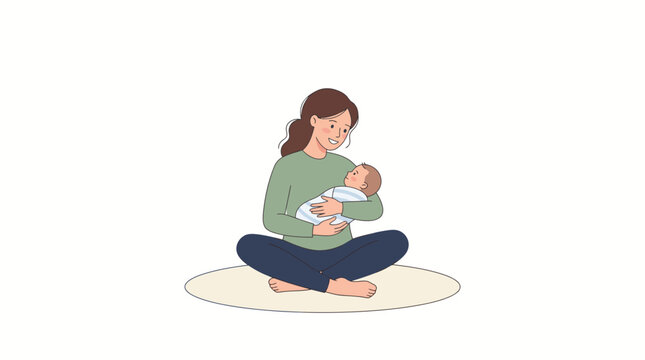 Mother holding her baby in her arms.