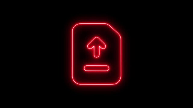 Neon line up arrow, upload icon from notebook or documents icon. Uploading file icon illustration background, send file icon, upload sign, upload arrow