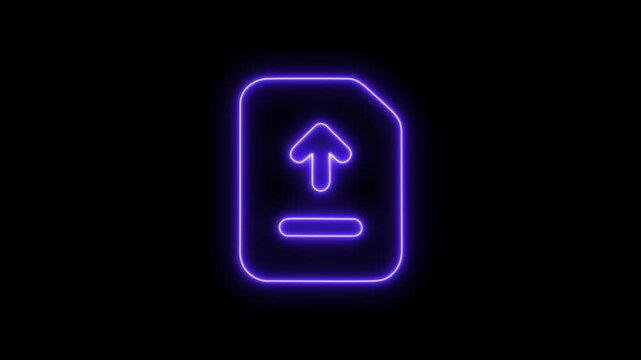 Neon line up arrow, upload icon from notebook or documents icon. Uploading file icon illustration background, send file icon, upload sign, upload arrow