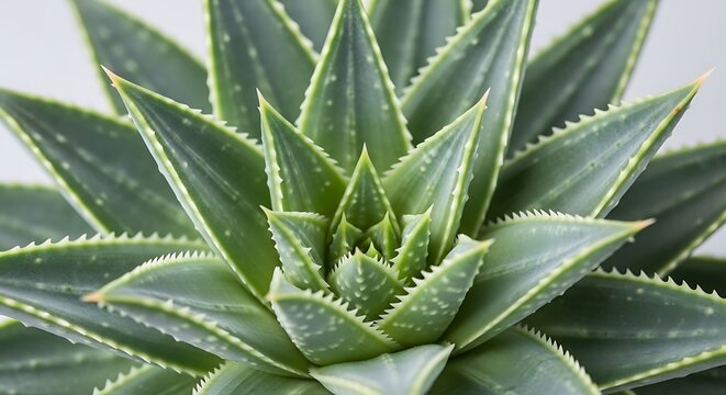A close-up of a vibrant aloe brevifolia succulent showing its intricate leaf structure, sharp serrated edges, and geometric rosette pattern in nature