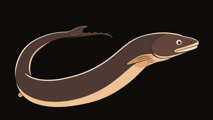 Obraz premium Cartoon Illustration of a Freshwater Eel on Black Background