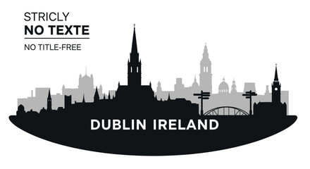 Naklejka premium Dublin City Skyline Silhouette with Historic Landmarks