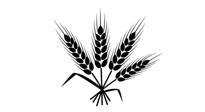 Black wheat ear silhouette bundle for agricultural design