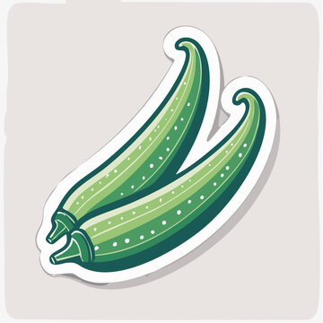 Illustration of two green okra pods