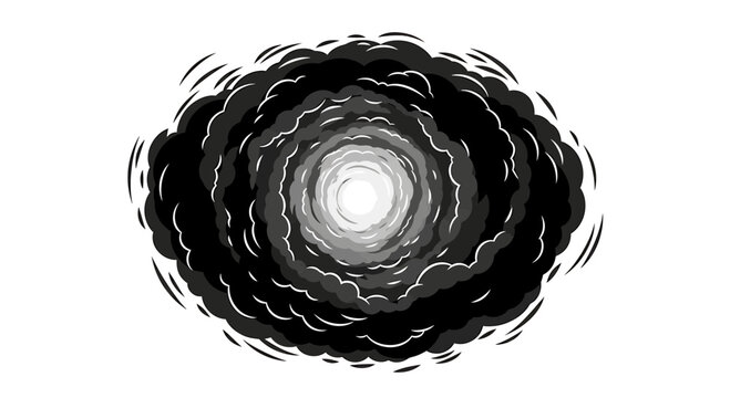 Dark swirling storm cloud vortex with bright light in the center