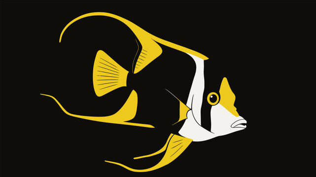 Minimalist Flat Design Illustration of Moorish Idol Fish