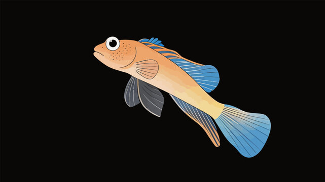 Cartoon Illustration of a Colorful Marine Goby Fish