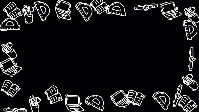 Education Icons Frame 4k Transparent Loop Video Overlay