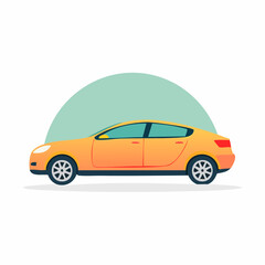 Fototapeta premium Orange Sedan Car Illustration
