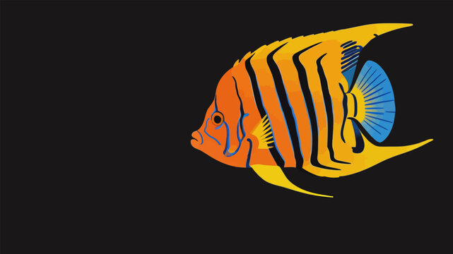 Stylized Striped Marine Angelfish Graphic Illustration