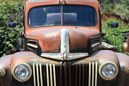 Discarded old truck waiting for recycling