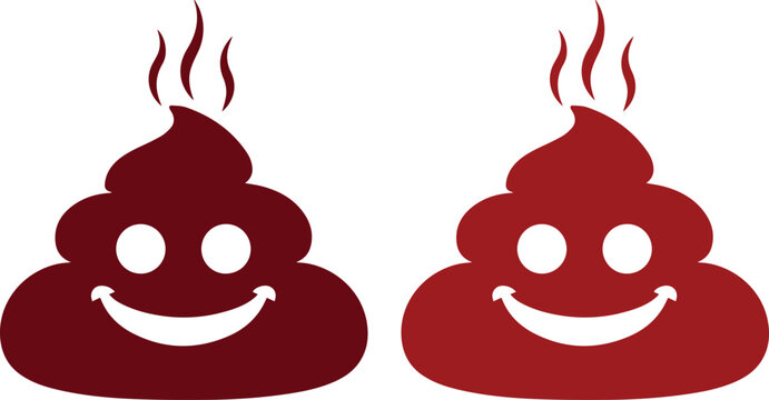Funny brown poop emoji vector illustration, steaming hot smiling turd character, humorous cartoon icon for social media and digital communication, isolated on white background.