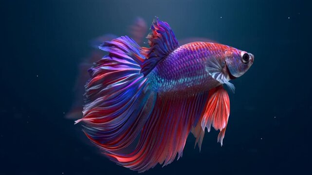 Vibrant tropical goldfish with orange fins swim gracefully in an underwater aquarium, creating a colorful nature illustration isolated on a blue background