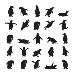 Antarctic penguin silhouette illustration, Vector penguin on white background © Ikmalia