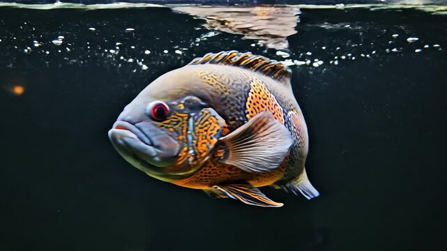 Vibrant Large Mouth Bass Underwater Scene.