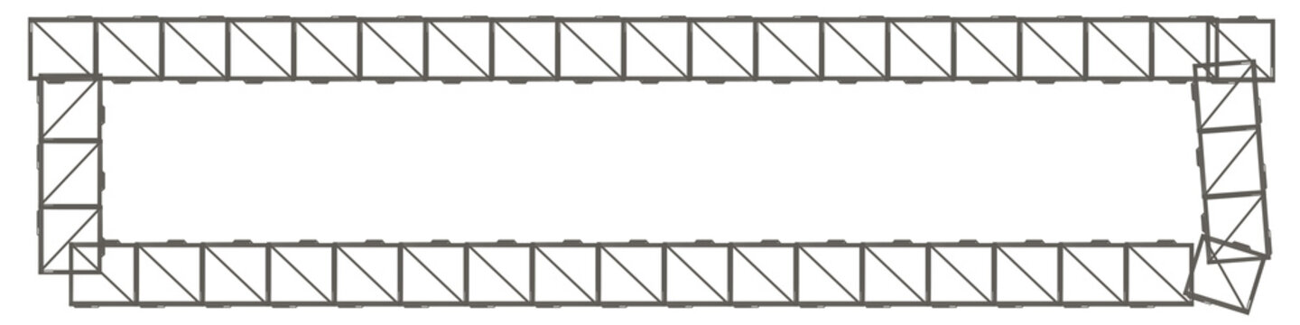 Isolated rectangular frame with diagonal grid pattern outline, geometric border element for architectural layout