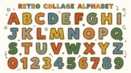 Fototapeta premium Cutout alphabet font in retro cartoon style