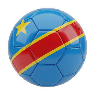 Soccer ball with democratic republic of the congo flag pattern isolated on transparent background
