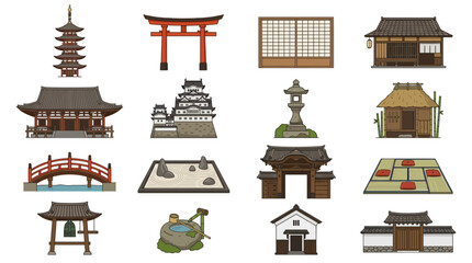 Obraz premium Japanese Temple Architecture Structures.